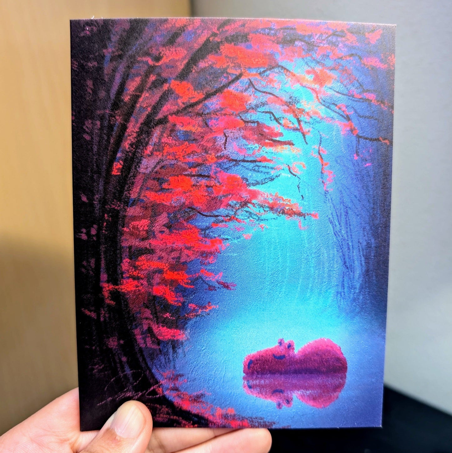 Four Seasons Collection - "Capybara in Fall" Greeting Card - Blank Card with a Capybara Sleeping Under Fall Leaves (Limited Quantities) Greeting Card JoyousJoyfulJoyness 