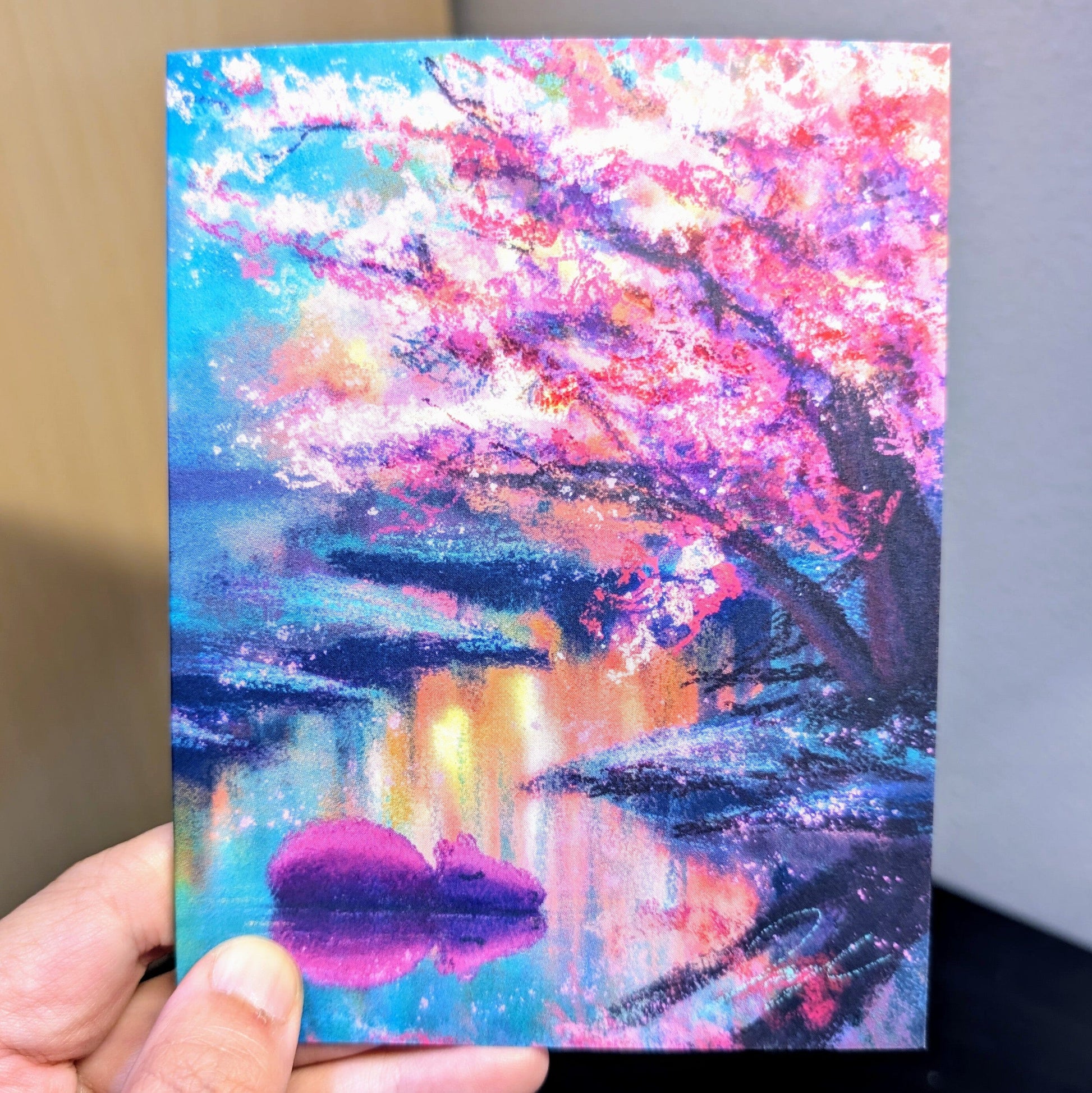 Four Seasons Collection - "Capybara in Spring" Greeting Card - Blank Card with a Capybara Sleeping Under Cherry Blossoms (Limited Quantities) Greeting Card JoyousJoyfulJoyness 