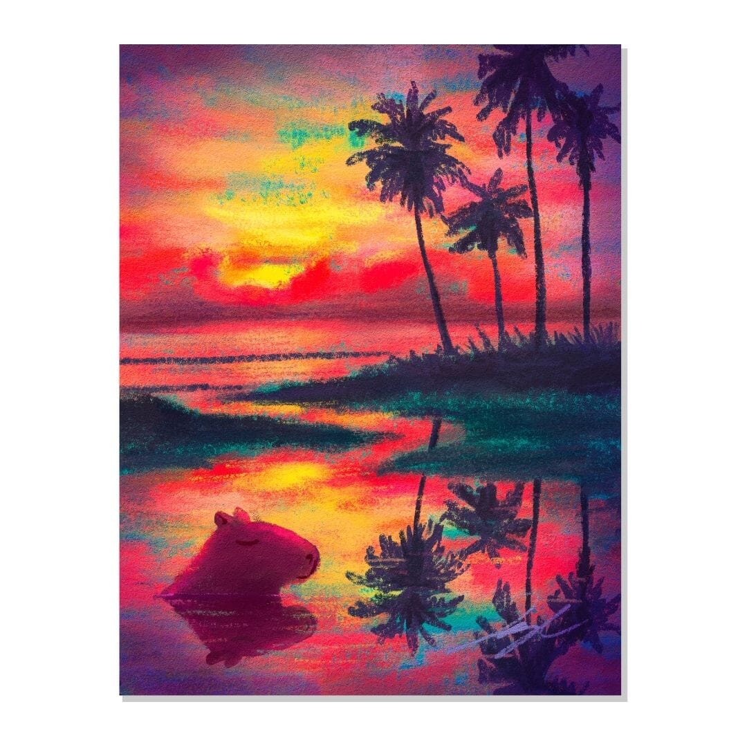 Four Seasons Collection - "Capybara in Summer" Non-Holographic Matte Sticker Decorative Stickers JoyousJoyfulJoyness 