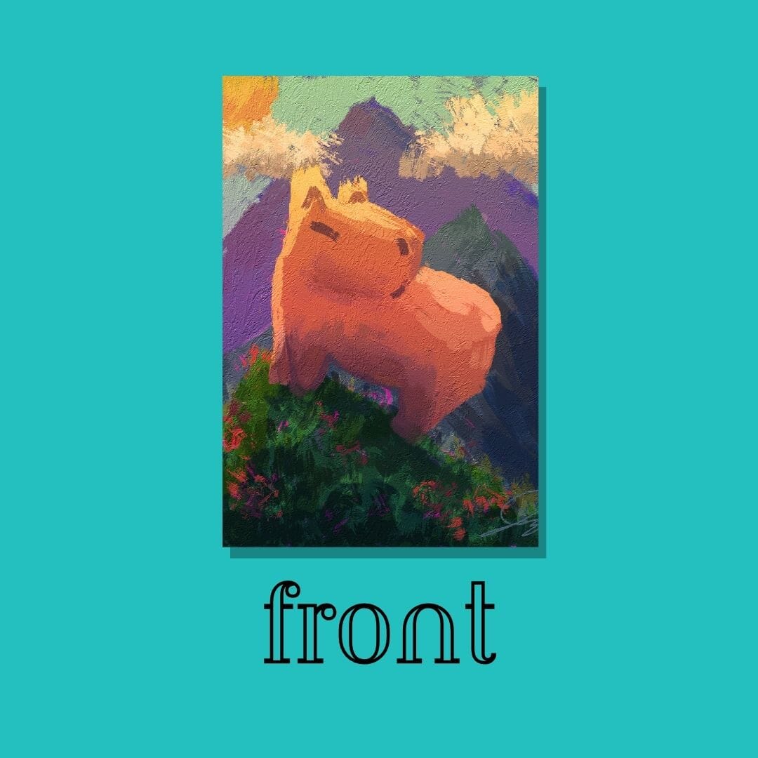 Capybara on a Hill Postcard - Postcard with a Capybara Standing Proudly on a Hill (Limited Quantities) Postcards JoyousJoyfulJoyness 