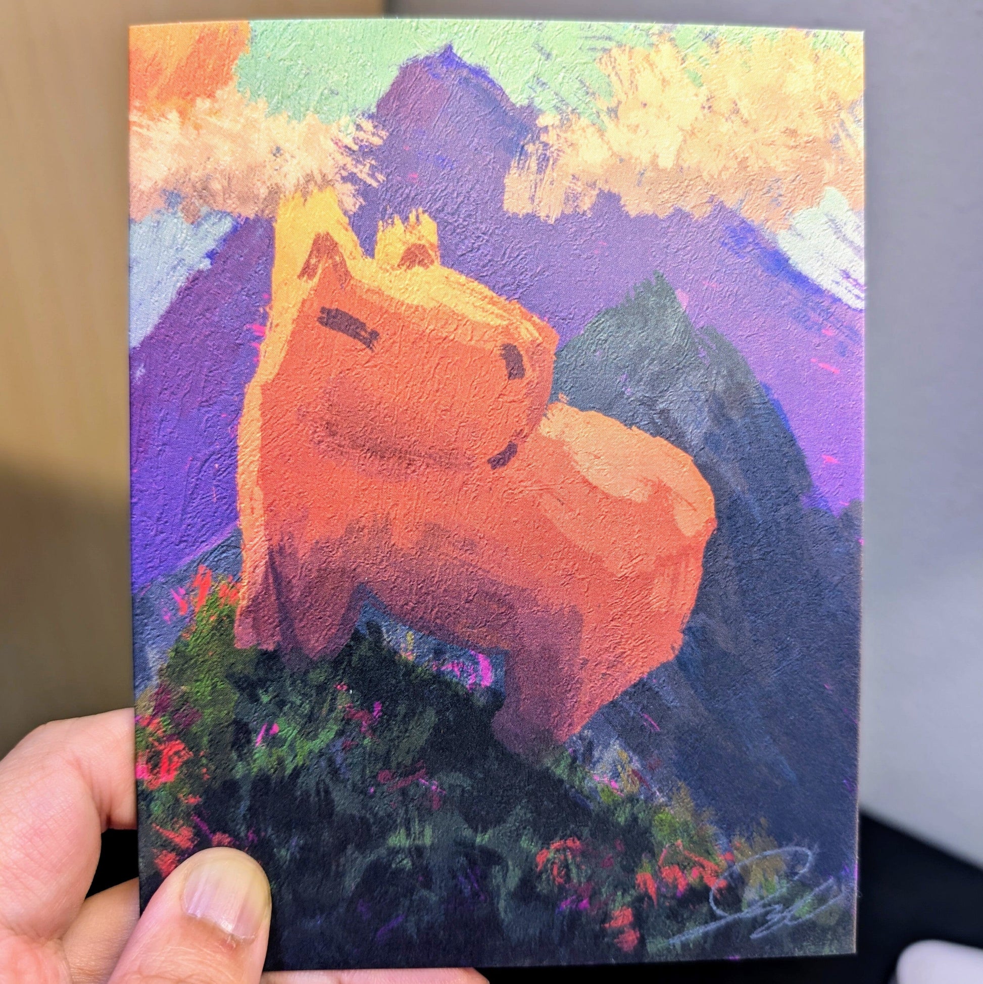 Capybara on a Hill Greeting Card - Blank Card with a Capybara Standing Proudly on a Hill (Limited Quantities) Greeting Card JoyousJoyfulJoyness 