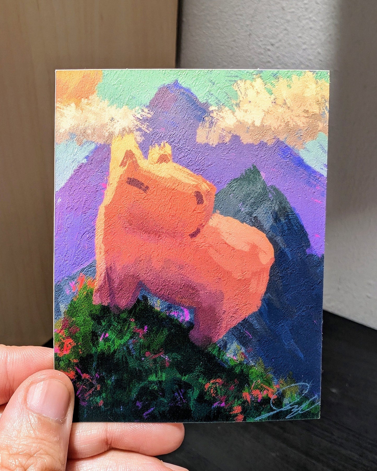 Capybara on a Hill Non-Holographic Matte Sticker Decorative Stickers JoyousJoyfulJoyness 