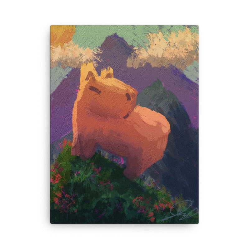 "Caybara on a Hill" Painting [Unfoiled] Posters, Prints, & Visual Artwork JoyousJoyfulJoyness 