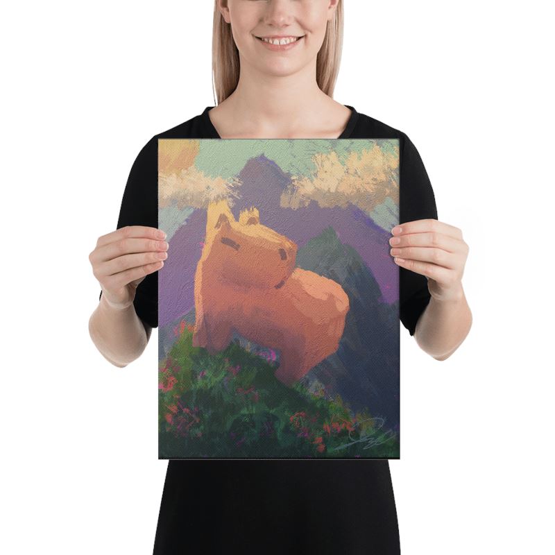 "Caybara on a Hill" Painting [Unfoiled] Posters, Prints, & Visual Artwork JoyousJoyfulJoyness 