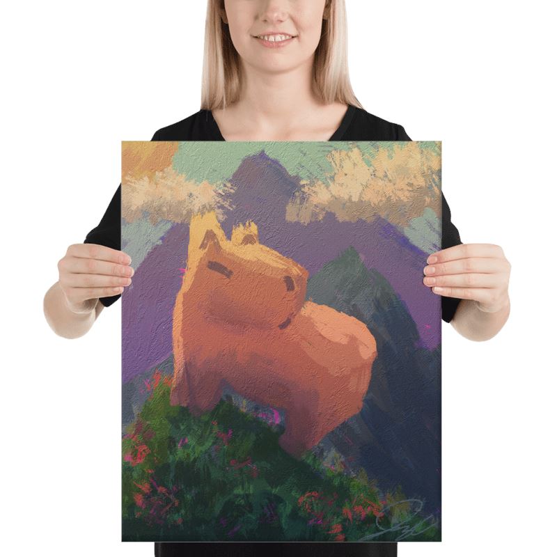 "Caybara on a Hill" Painting [Unfoiled] Posters, Prints, & Visual Artwork JoyousJoyfulJoyness 