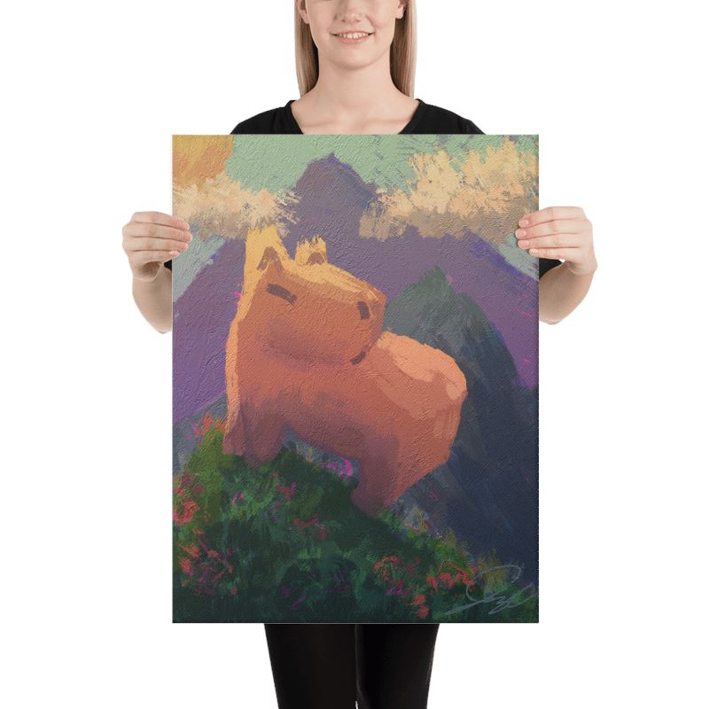 "Caybara on a Hill" Painting [Unfoiled] Posters, Prints, & Visual Artwork JoyousJoyfulJoyness 
