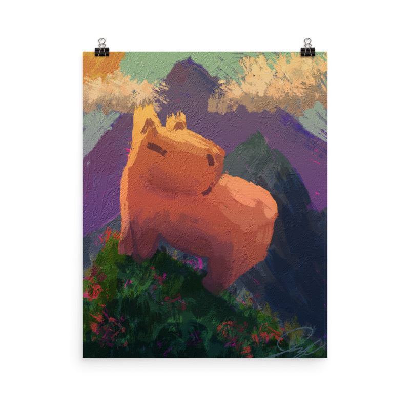 "Caybara on a Hill" Painting [Unfoiled] Posters, Prints, & Visual Artwork JoyousJoyfulJoyness 