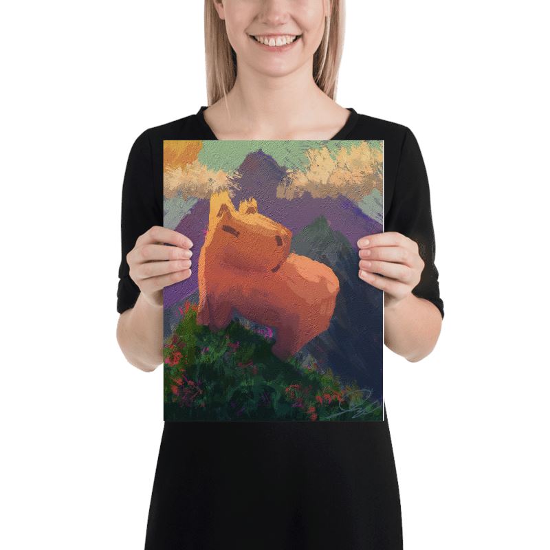 "Caybara on a Hill" Painting [Unfoiled] Posters, Prints, & Visual Artwork JoyousJoyfulJoyness 
