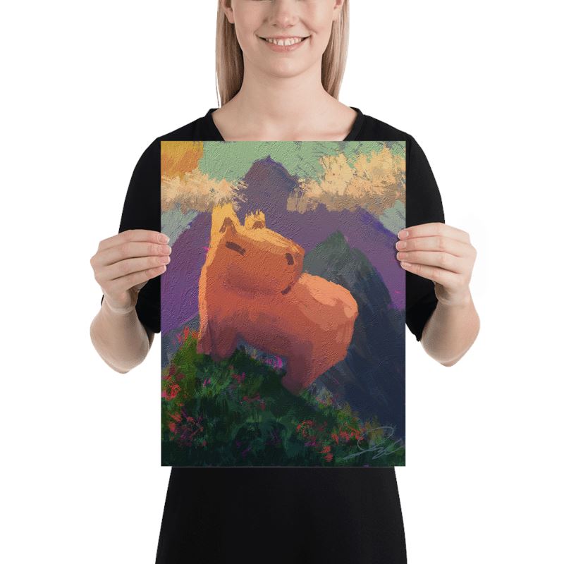 "Caybara on a Hill" Painting [Unfoiled] Posters, Prints, & Visual Artwork JoyousJoyfulJoyness 