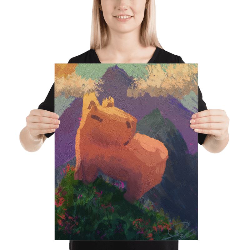 "Caybara on a Hill" Painting [Unfoiled] Posters, Prints, & Visual Artwork JoyousJoyfulJoyness 