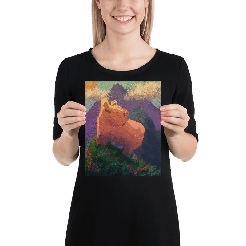 "Caybara on a Hill" Painting [Unfoiled] Posters, Prints, & Visual Artwork JoyousJoyfulJoyness 