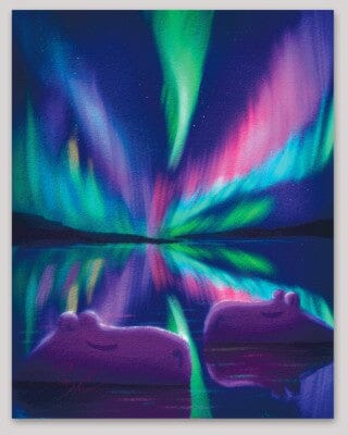 Capybaras and Northern Lights Non-Holographic Matte Sticker Decorative Stickers JoyousJoyfulJoyness 