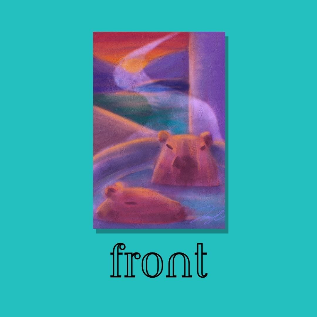 Capybaras in a Bath Postcard - Postcard with Capybaras Relaxing in a Japanese Bath (Limited Quantities) Postcards JoyousJoyfulJoyness 