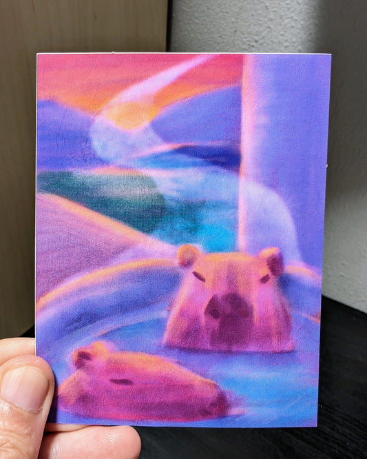 Capybaras in a Bath Non-Holographic Matte Sticker Decorative Stickers JoyousJoyfulJoyness 