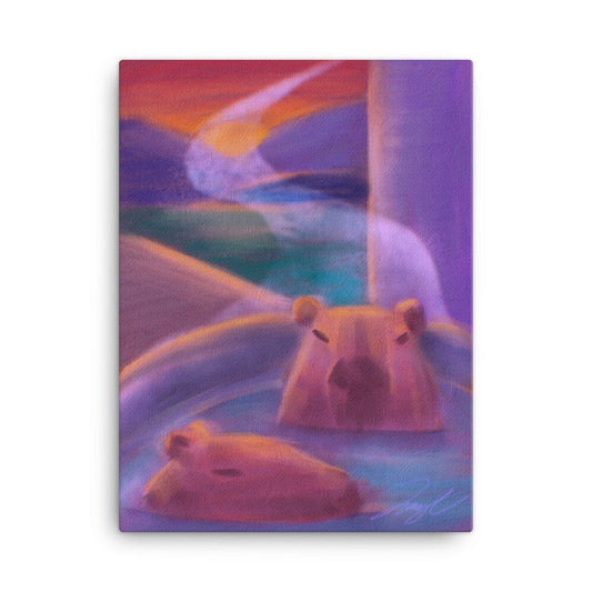 "Capybaras in a Bath" Painting [Unfoiled] Posters, Prints, & Visual Artwork JoyousJoyfulJoyness 