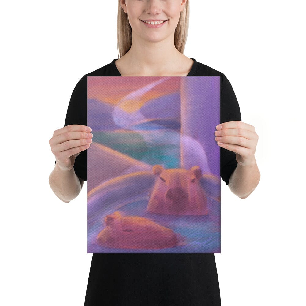 "Capybaras in a Bath" Painting [Unfoiled] Posters, Prints, & Visual Artwork JoyousJoyfulJoyness 