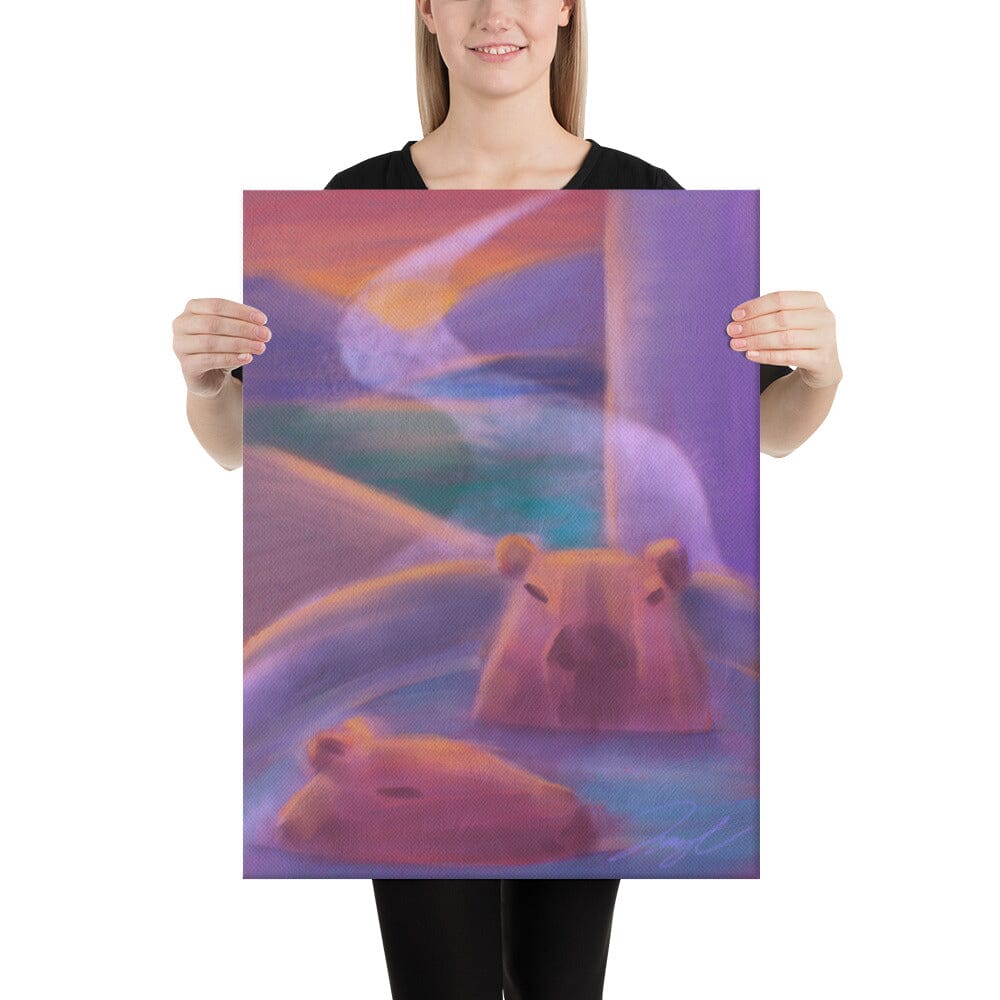 "Capybaras in a Bath" Painting [Unfoiled] Posters, Prints, & Visual Artwork JoyousJoyfulJoyness 