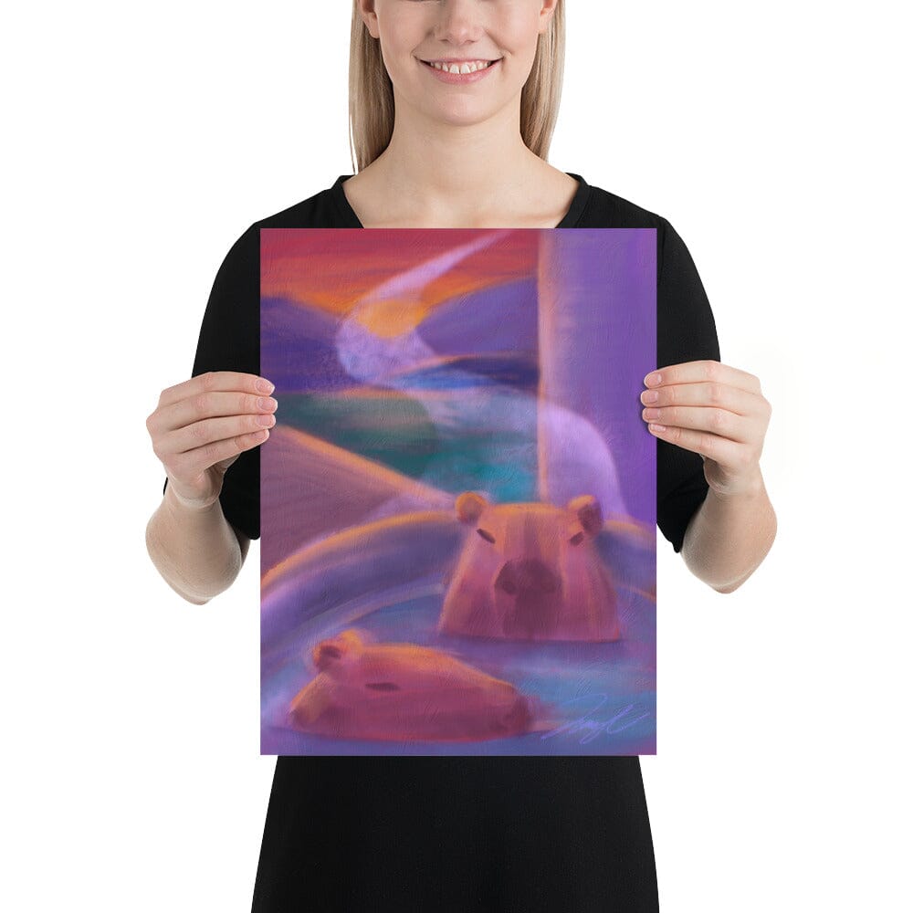 "Capybaras in a Bath" Painting [Unfoiled] Posters, Prints, & Visual Artwork JoyousJoyfulJoyness 