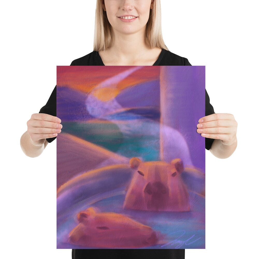 "Capybaras in a Bath" Painting [Unfoiled] Posters, Prints, & Visual Artwork JoyousJoyfulJoyness 