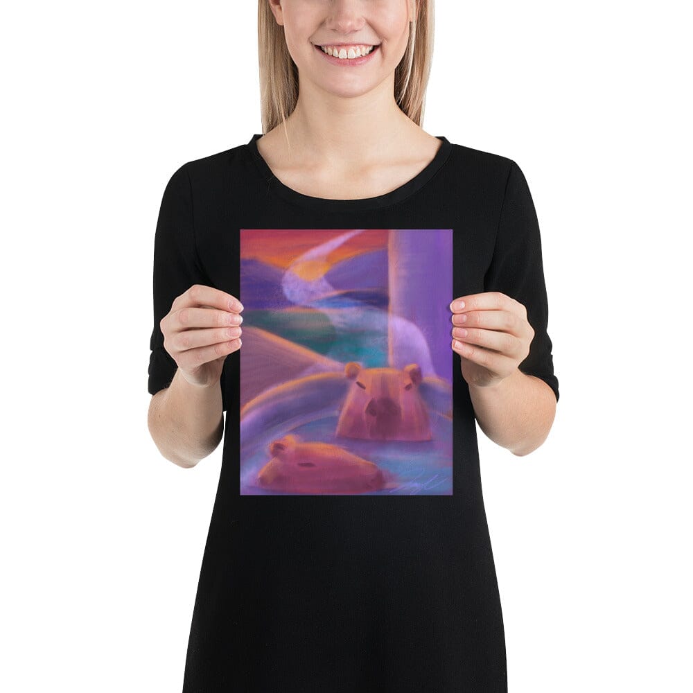"Capybaras in a Bath" Painting [Unfoiled] Posters, Prints, & Visual Artwork JoyousJoyfulJoyness 