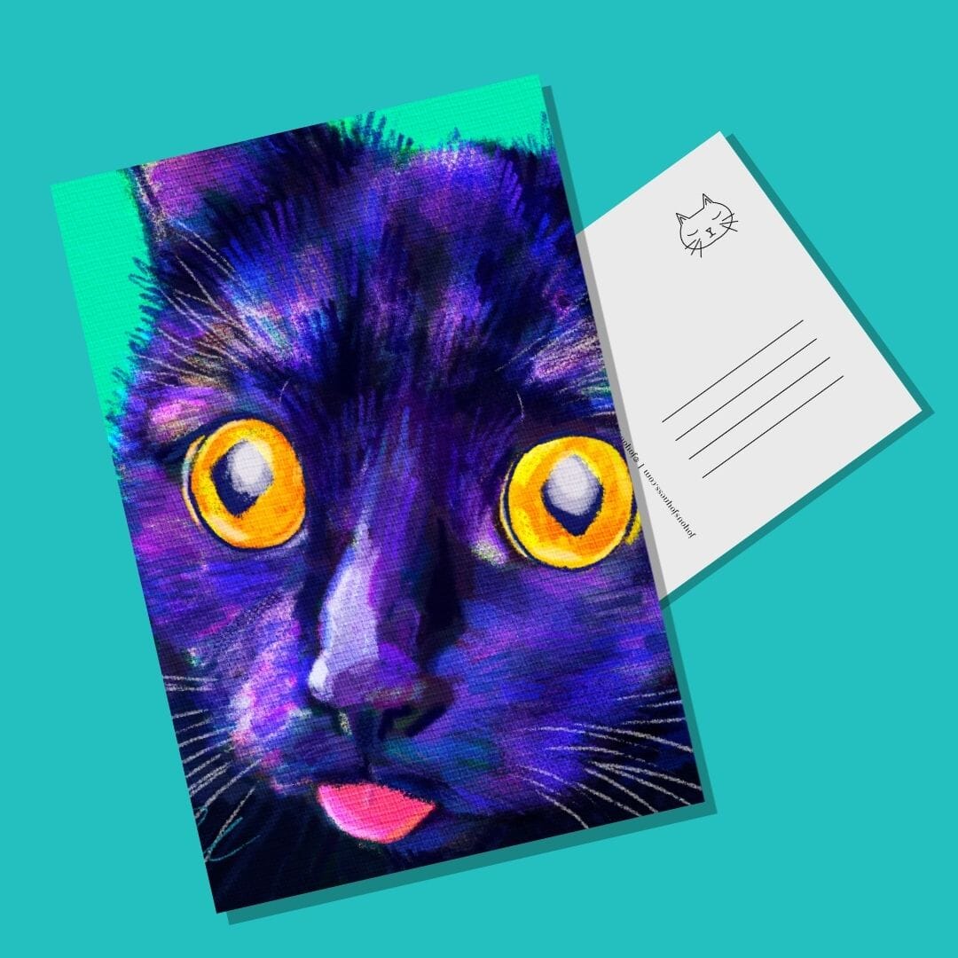 Close Encounters Collection - "Cat-atonic" Postcard - Postcard with a Funny Black Cat's Face (Limited Quantities) Postcards JoyousJoyfulJoyness 