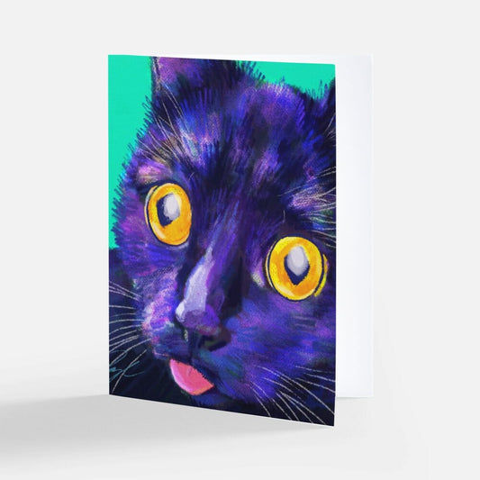 Close Encounters Collection - Cat-atonic Greeting Card - Blank Card with a Funny Black Cat's Face (Limited Quantities) Greeting Card JoyousJoyfulJoyness 
