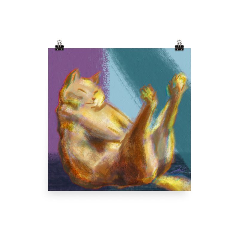 "Cat in Boat Pose" Painting [Unfoiled] Posters, Prints, & Visual Artwork JoyousJoyfulJoyness 
