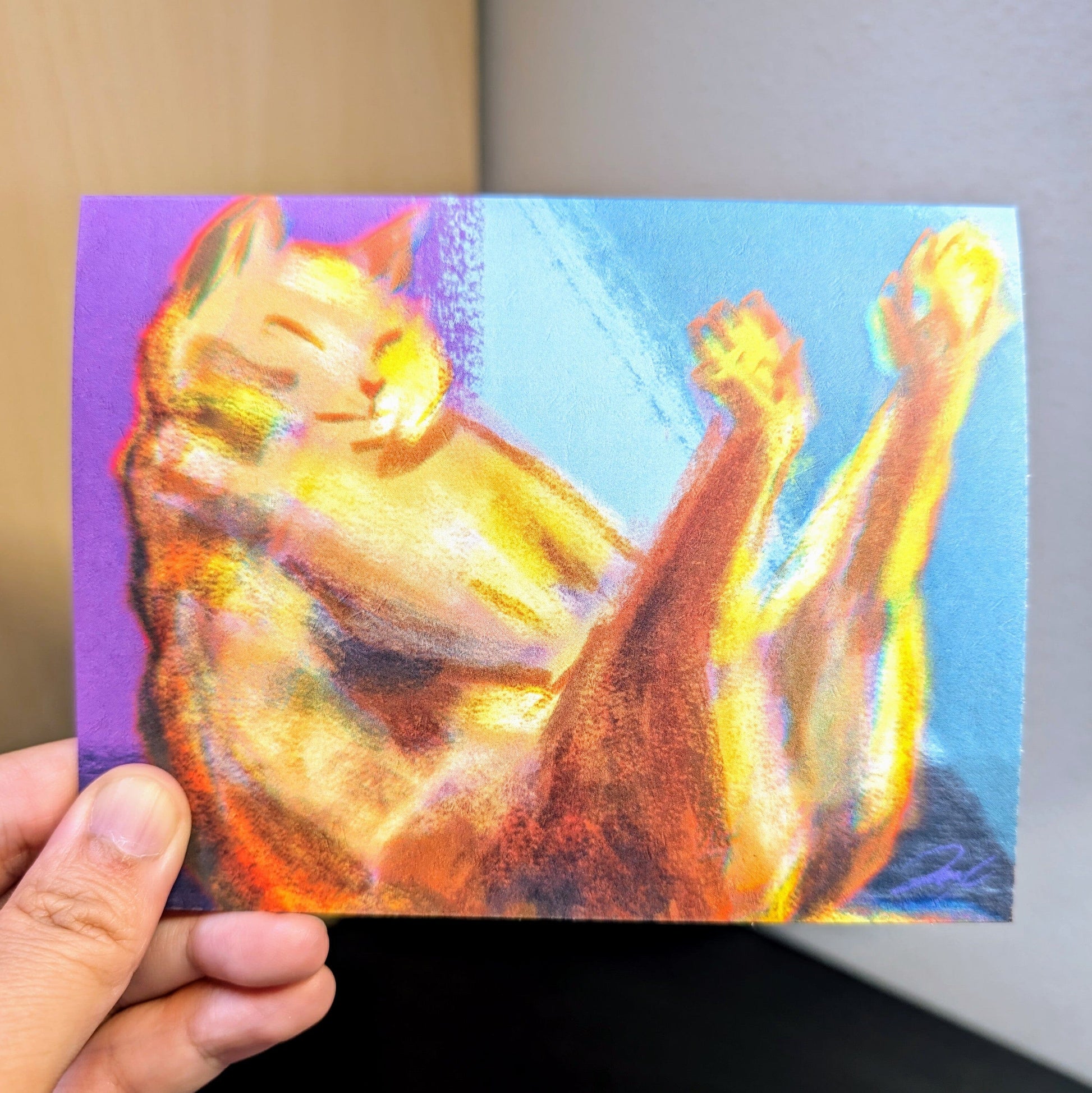 Cat in Boat Pose Greeting Card - Blank Card with an Orange Cat in a Yoga Pose (Limited Quantities) Greeting Card JoyousJoyfulJoyness 