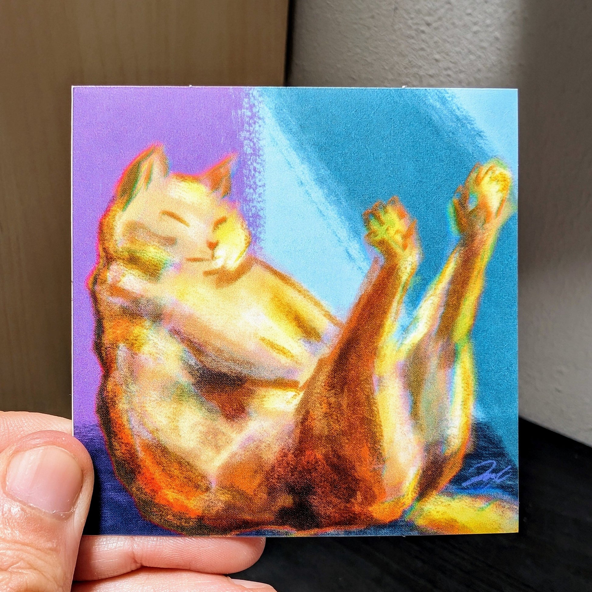 Cat in Boat Pose Non-Holographic Matte Sticker Decorative Stickers JoyousJoyfulJoyness 