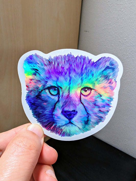 Cheetah Holographic Sticker Decorative Stickers JoyousJoyfulJoyness 
