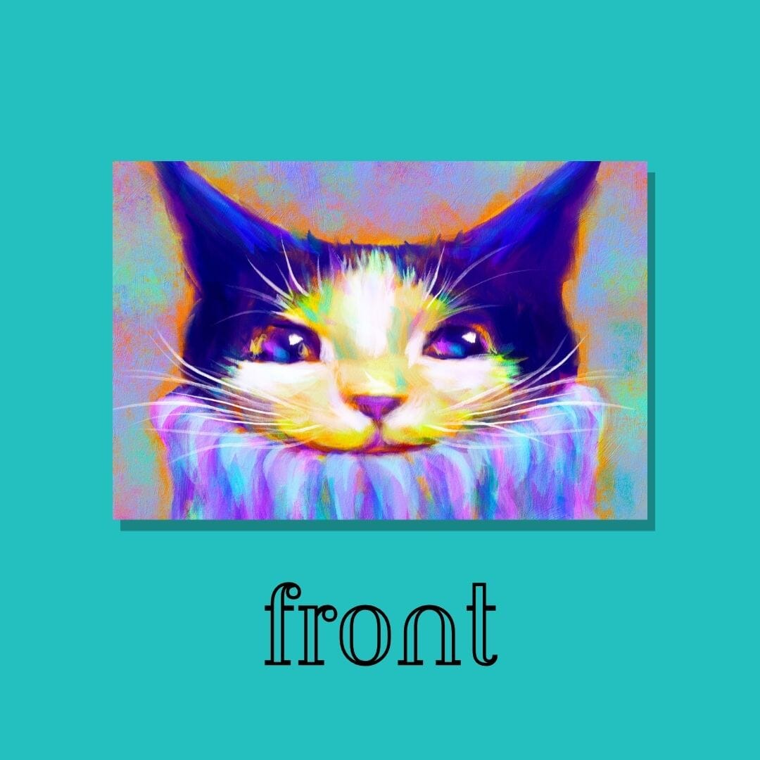 Chroma Cats Collection - "Chunky Sweater" Greeting Postcard - Postcard with a Colorful Tuxedo Cat Wearing a Turtleneck (Limited Quantities) Postcards JoyousJoyfulJoyness 
