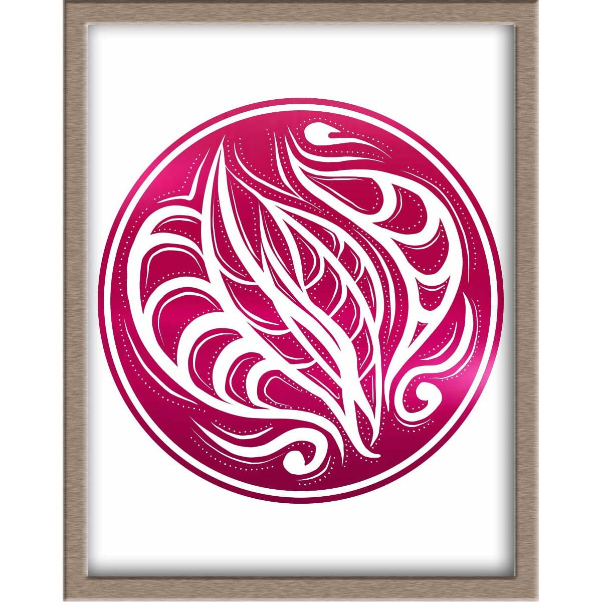 Leaves in the Wind Foiled Print | Abstract Drawing in a Circle Posters, Prints, & Visual Artwork JoyousJoyfulJoyness 