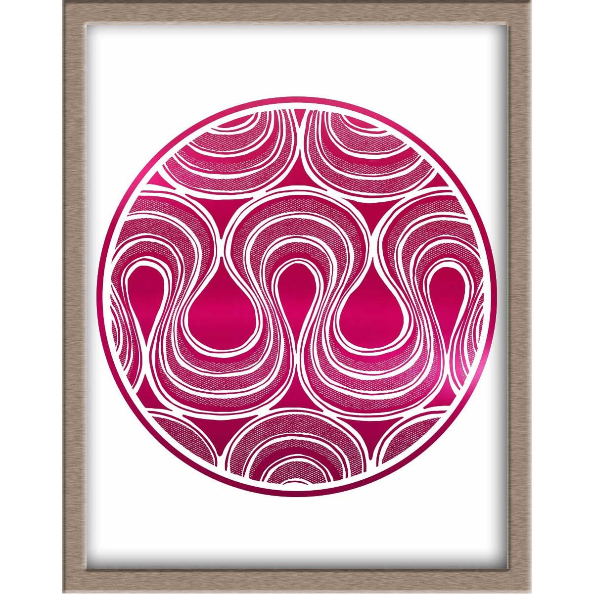 Waves Foiled Print | Abstract Drawing in a Circle Posters, Prints, & Visual Artwork JoyousJoyfulJoyness 