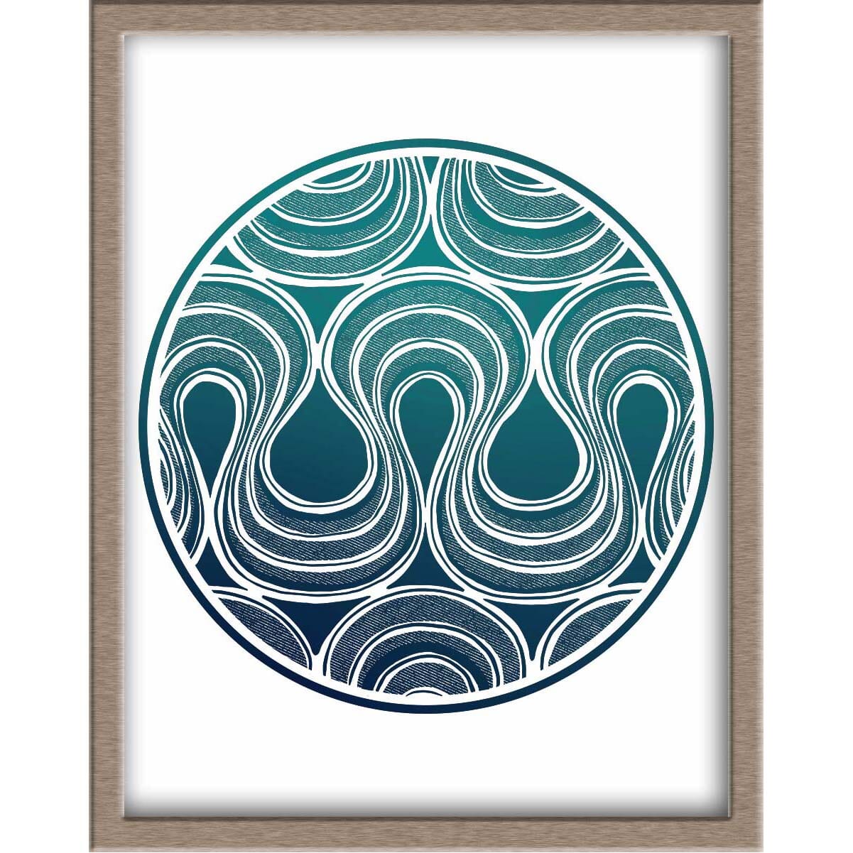 Waves Foiled Print | Abstract Drawing in a Circle Posters, Prints, & Visual Artwork JoyousJoyfulJoyness 