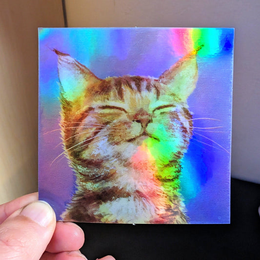 Content Kitty Holographic Sticker Decorative Stickers JoyousJoyfulJoyness 