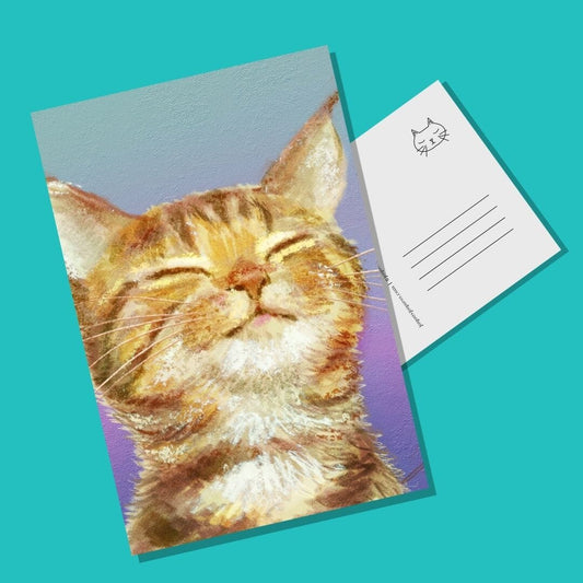 Content Kitty Postcard - Postcard with a Very Content Ginger Cat (Limited Quantities) Postcards JoyousJoyfulJoyness 