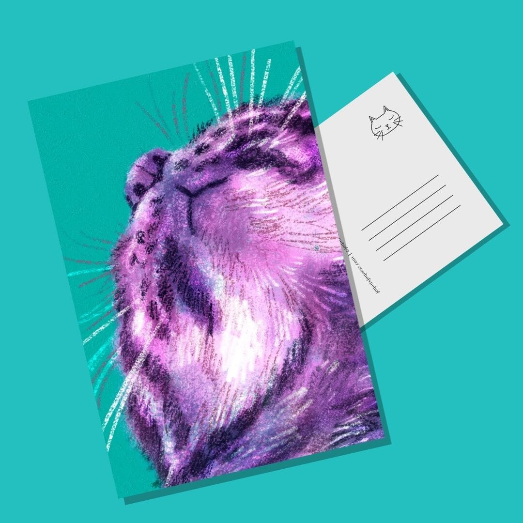 Close Encounters Collection - "Double Chin" Postcard - Postcard with a Cute View of a Cat's Chin (Limited Quantities) Postcards JoyousJoyfulJoyness 