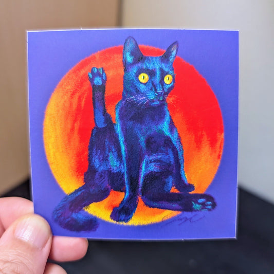 Feline Flows and Poses Collection - "Excuse Me" Non-Holographic Matte Sticker - Sticker with a Silly Black Cat Sticking His Leg Up Decorative Stickers JoyousJoyfulJoyness 