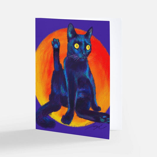 Feline Flows and Poses Collection - "Excuse Me" Greeting Card - Blank Card with a Black Cat Holding its Leg Up (Limited Quantities) Greeting Card JoyousJoyfulJoyness 