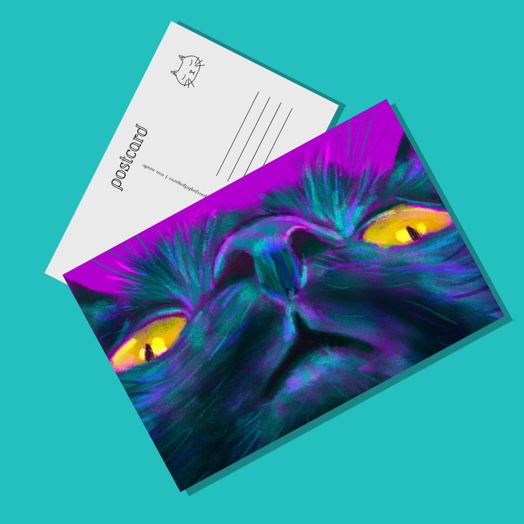 Close Encounters Collection - "Golden Eyes" Postcard - Postcard with a Black Cat Looking Down (Limited Quantities) Postcards JoyousJoyfulJoyness 