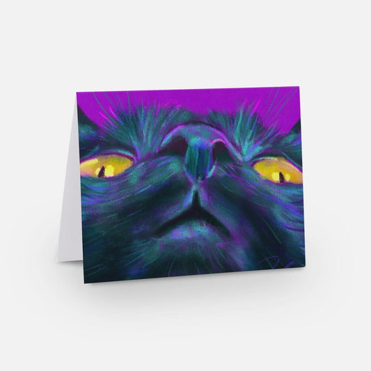 Close Encounters Collection - Golden Eyes Greeting Card - Blank Card with a Black Cat Looking Down (Limited Quantities) Greeting Card JoyousJoyfulJoyness 