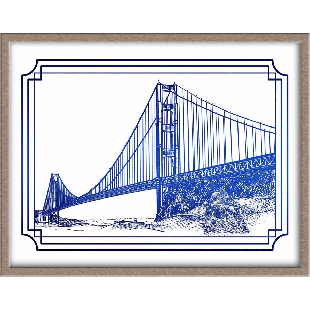 San Francisco's Golden Gate Bridge Landmark Foiled Print Posters, Prints, & Visual Artwork JoyousJoyfulJoyness 