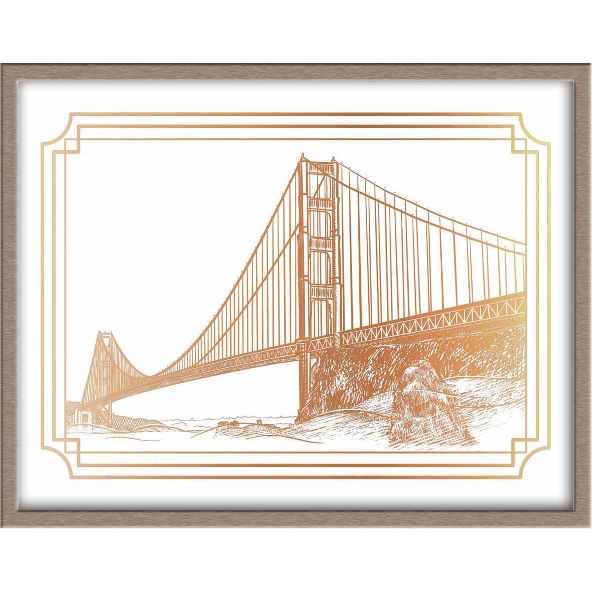 San Francisco's Golden Gate Bridge Landmark Foiled Print Posters, Prints, & Visual Artwork JoyousJoyfulJoyness 