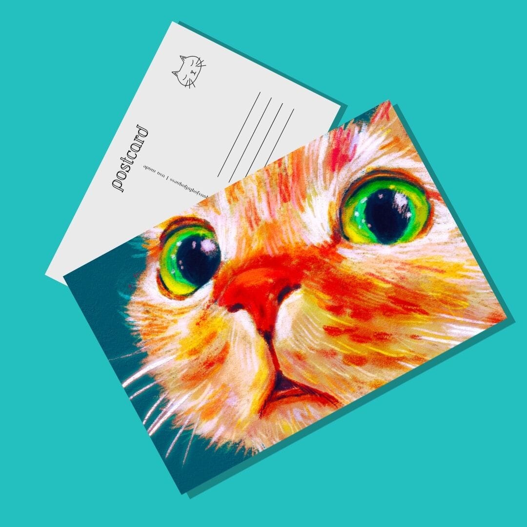Close Encounters Collection - "Green Eyes" Postcard - Postcard with a Ginger Cat with Sparkling Green Eyes (Limited Quantities) Postcards JoyousJoyfulJoyness 