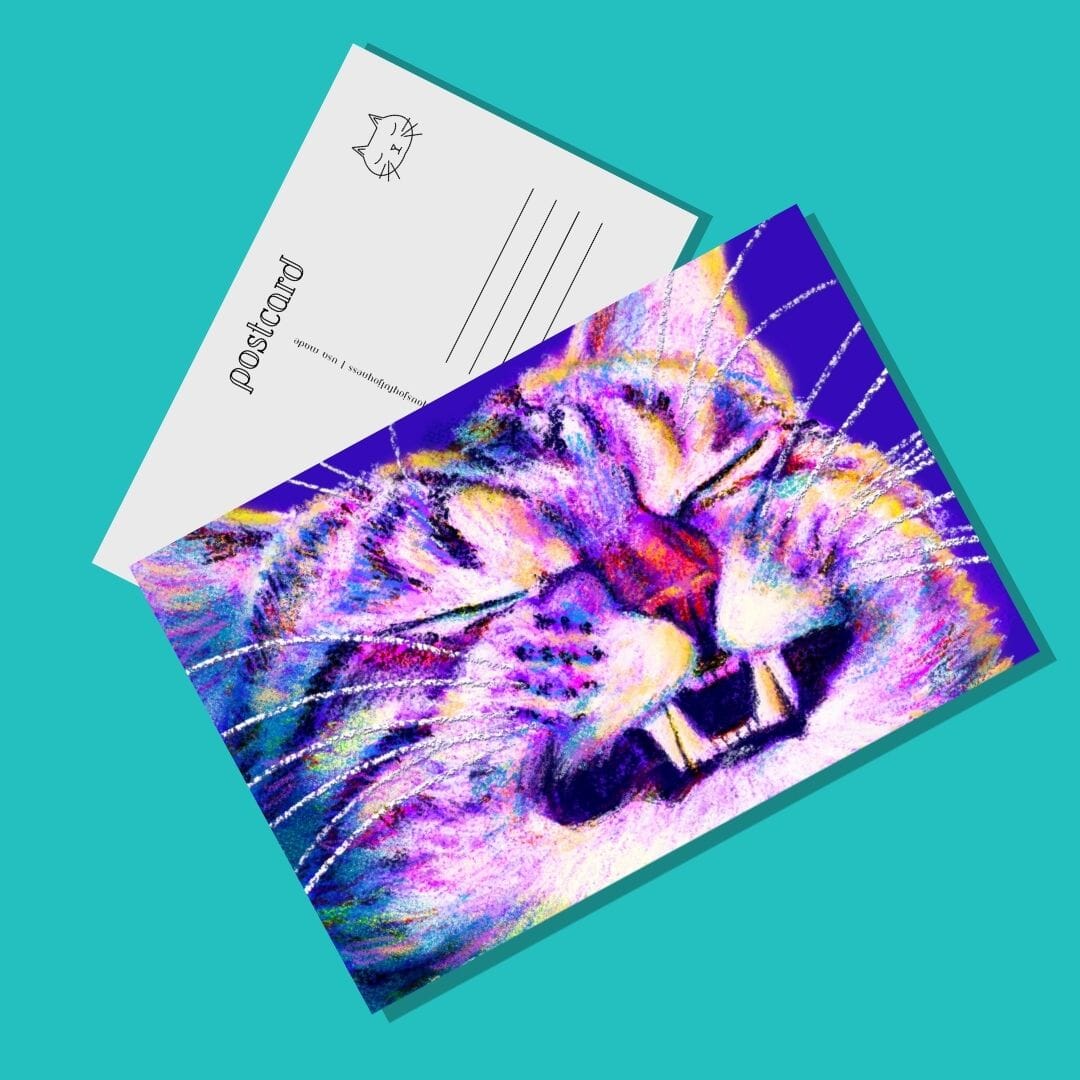 Close Encounters Collection - "Grin" Postcard - Postcard with a Funny Grinning Cat (Limited Quantities) Postcards JoyousJoyfulJoyness 