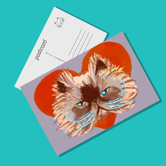 Grumpy Valentine Postcard - Postcard with a Grumpy Cat and a Heart (Limited Quantities) Postcards JoyousJoyfulJoyness 