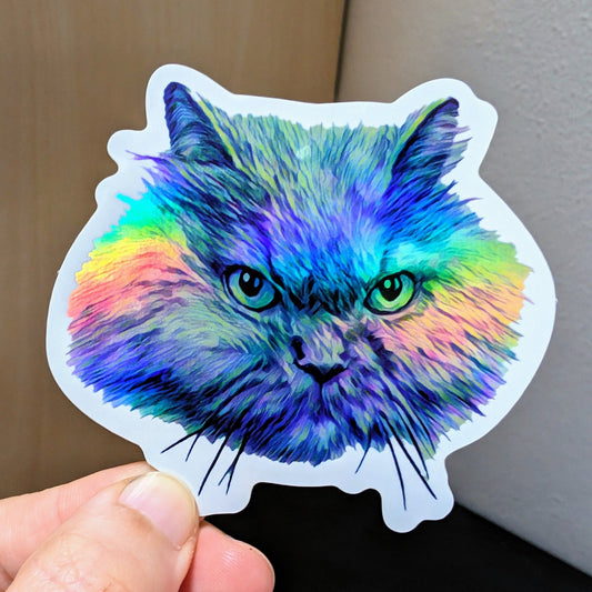 Persian Cat Holographic Sticker (Bibi) Decorative Stickers JoyousJoyfulJoyness 