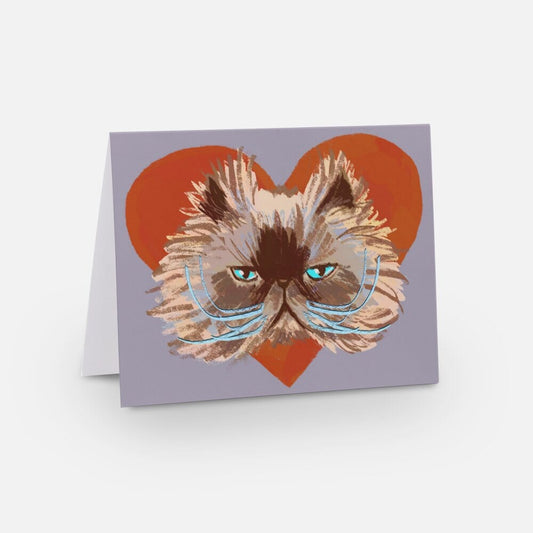 Grumpy Valentine Greeting Card - Blank Card with a Grumpy Cat and a Heart (Limited Quantities) Greeting Card JoyousJoyfulJoyness 