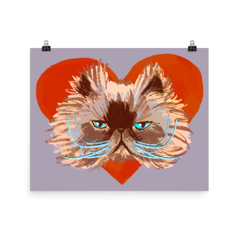 "Grumpy Valentine": Painting Grumpy Cat and a Heart [Unfoiled] Posters, Prints, & Visual Artwork JoyousJoyfulJoyness 