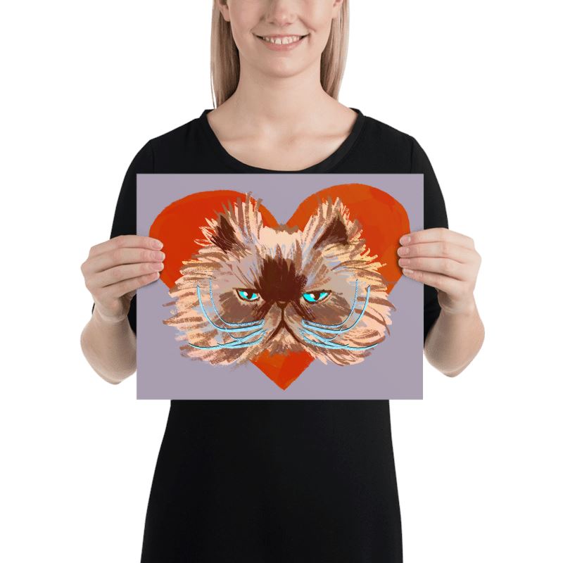 "Grumpy Valentine": Painting Grumpy Cat and a Heart [Unfoiled] Posters, Prints, & Visual Artwork JoyousJoyfulJoyness 